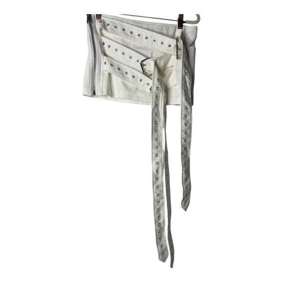 Aniye Records Lex Mini Skirt Denim Buckle Strap Edgy Chic Grunge Y2K Milk Sz 40 - Picture 8 of 13